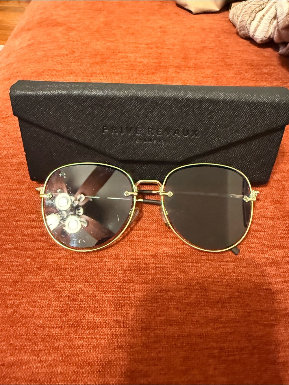 Prive revaux Gold Frame Sunglasses - Black Lenses